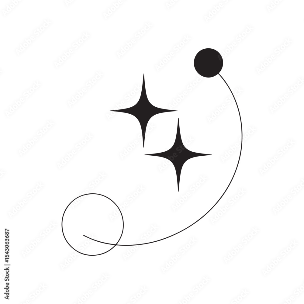 Poster Minimal Abstract Sparkle Vector – Cosmic Line Art with Stars and Dots