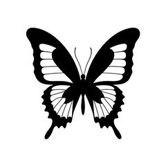 Elegant black butterfly silhouette transparent background