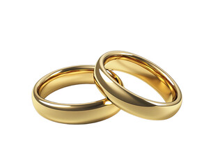 Two gold wedding bands, glossy finish