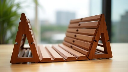 This expandable wooden triangle rack is a stylish storage solution