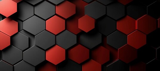 Fototapeta premium Bold Red and Gray Geometric Hexagonal Background for Modern Digital Art and Graphic Design Projects