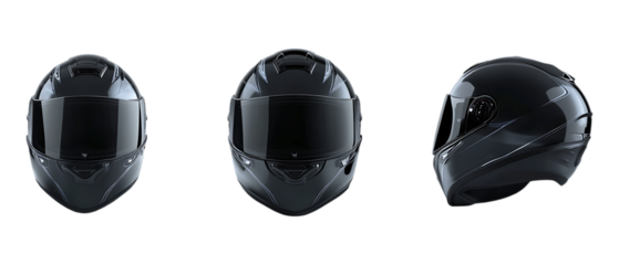 Pack Collection Motorcycle Helmets 3 Views set against transparent background