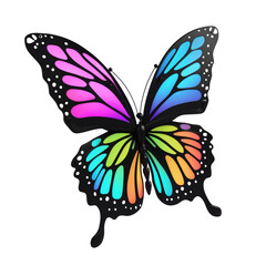 Vibrant rainbow butterfly with transparent background
