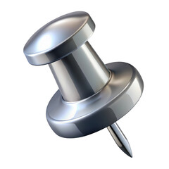 Metallic push pin 3d render illustration