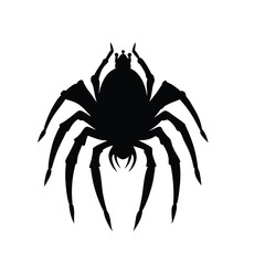 Spooky Black Spider Silhouette Vector Illustration: Creepy Arachnid Clipart for Halloween, Horror, and Web-Themed Designs
