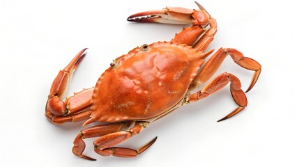 Single cooked dungeness crab isolated on white background