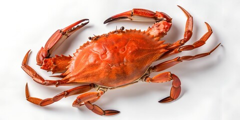 Single cooked red crab isolated on white background