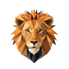 Majestic Geometric Lion Head Illustration: Abstract Polygonal Animal Vector Art for Strength, Leadership, and Modern Design Concepts