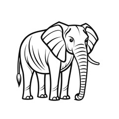 Detailed Minimalist African Elephant Line Drawing: Majestic Wildlife Vector Art for Safari, Nature, and Children's Education Designs