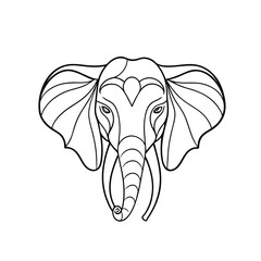  Intricate Minimalist Elephant Head Line Art Illustration: Stylized African Animal Vector for Spiritual, Wildlife, and Modern Design Projects