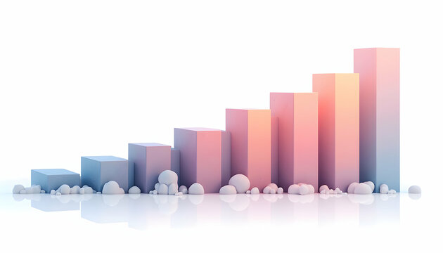 Rising Bar Graph Showing Growth and Progress on White Background