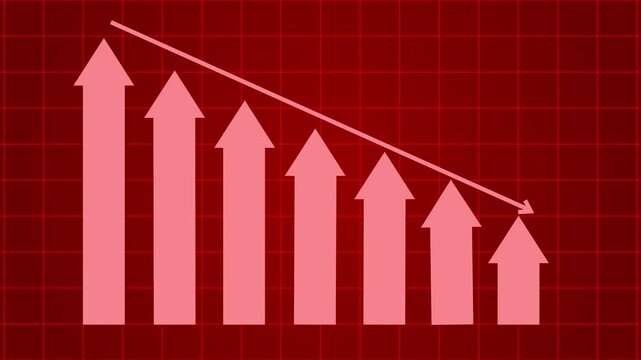 Arrows Indicating Downward Trend on Grid Animated, Clean and Professional Bar Graph Animation in Minimal Style for Corporate Financial Dashboards