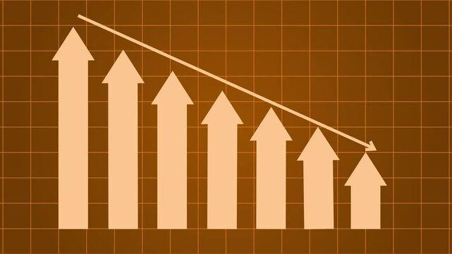 Arrows Indicating Downward Trend on Grid Animated, Clean and Professional Bar Graph Animation in Minimal Style for Corporate Financial Dashboards