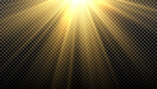 Sunlight with glare effect on transparent background. Superimposition of light, sun rays, transition, light, lens, glare in PNG format. PNG sunlight with light glare .
