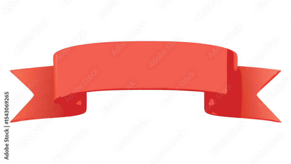 Poster a red ribbon with a glossy finish is displayed horizontally against a plain white background in a st