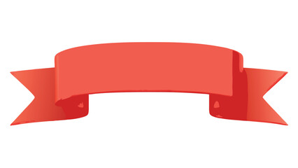 A red ribbon with a glossy finish is displayed horizontally against a plain white background in a studio shot