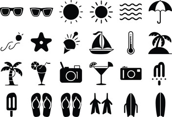 Obraz premium Summer vacation icons set for design and illustration use.