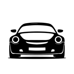 Black and white car outline transparent background