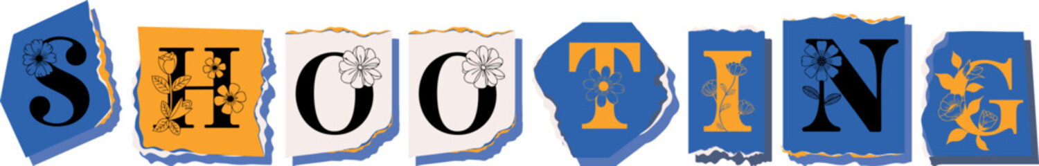 SHOOTING Floral Typography of a Concept Word � Elegant Torn Paper Letter Design