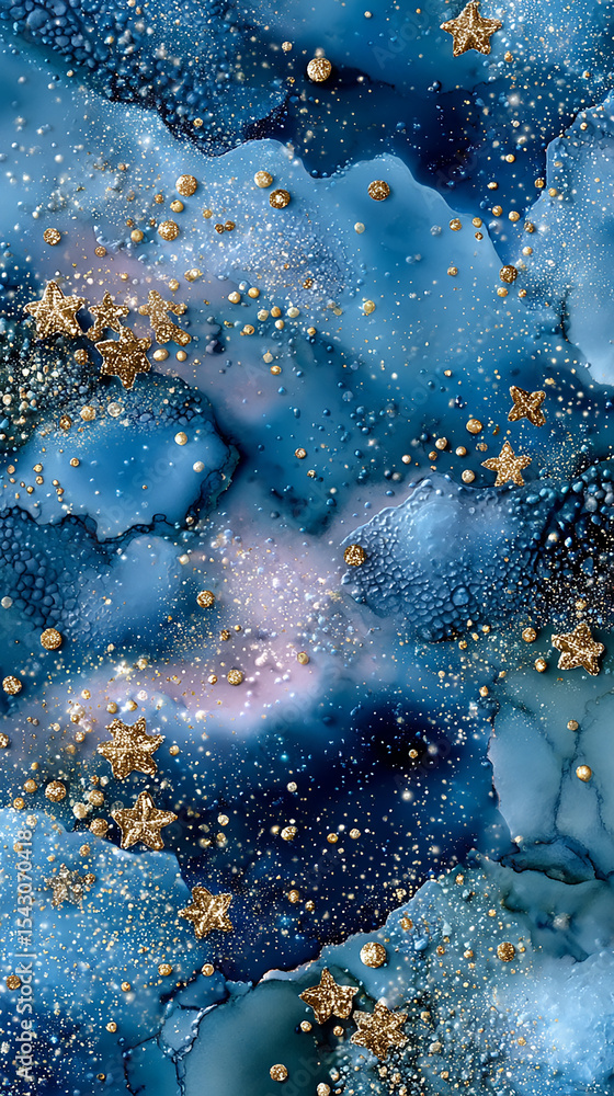 Poster deep space galaxy background with bright stars and colorful nebula clouds creating a mysterious and 