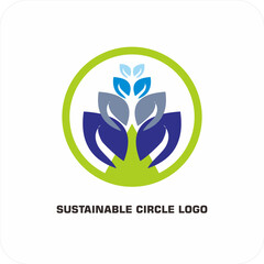 Fototapeta premium Environmental vector logo Sustainable circle: Symbol of Harmony of Nature and Humans