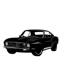 Fototapeta premium Classic muscle car silhouette transparent background