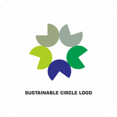 Environmental vector logo Sustainable circle: Symbol of Harmony of Nature and Humans