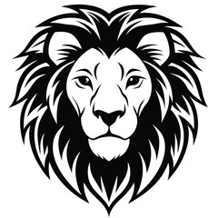 Majestic lion head showcases its bold, striking mane in this impactful monochrome design