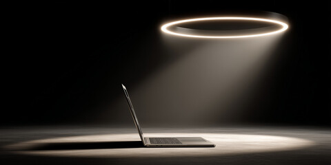  Fluctuating light ring above trackpad reflects AI behavioral pattern adaptation.
