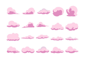 Pink Clouds Flat Illustration Element