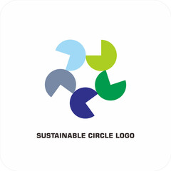 Environmental vector logo Sustainable circle: Symbol of Harmony of Nature and Humans