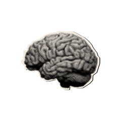 Halftone human brain,cut out element for trendy collage design