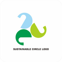 Environmental vector logo Sustainable circle: Symbol of Harmony of Nature and Humans