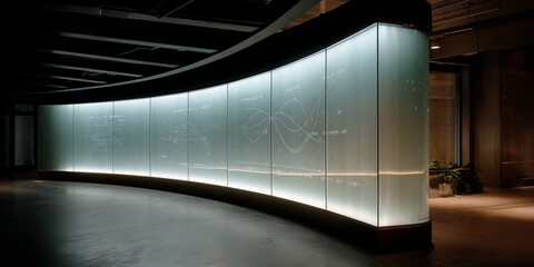 Obraz premium Curved panel shows arc diagrams of AI predictive model resolution process. 