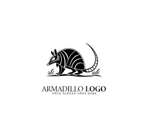Artistic armadillo logo concept with bold contrast in black and white. Great for branding natural lifestyle companies and elegant product packaging.

