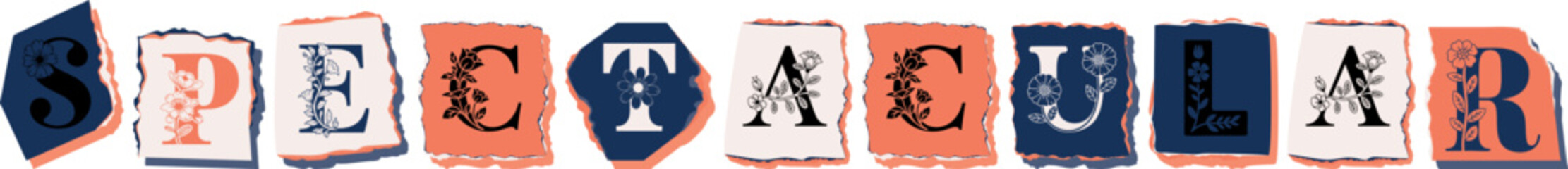 SPECTACULAR Floral Typography of a Concept Word � Elegant Torn Paper Letter Design