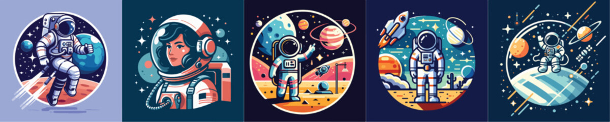vector image of astronaut in space flat design simple cool and amazing
