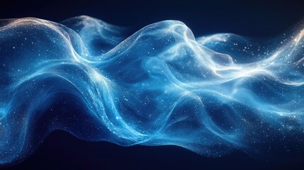 Abstract digital fabric waves, dynamic flowing energy, dark background,  futuristic design