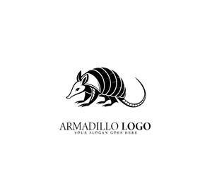 Intricate and bold armadillo logo design featuring a stylized silhouette in black and white, ideal for eco-friendly brands, wildlife logos, and nature-themed businesses.

