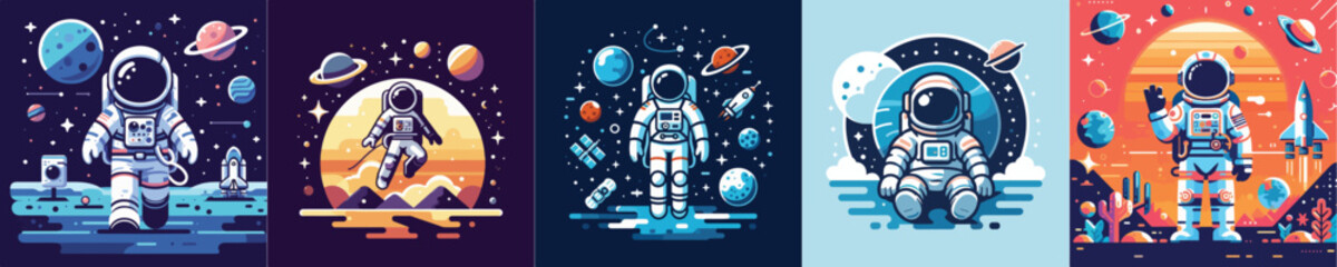 vector image of astronaut in space flat design simple cool and amazing