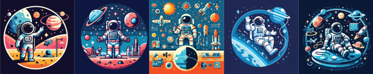 vector image of astronaut in space flat design simple cool and amazing