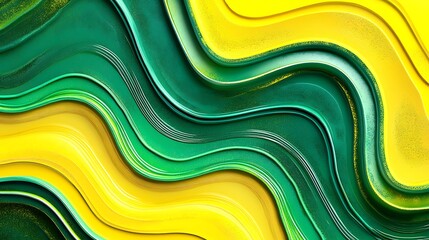 Abstract wavy layers of vibrant yellow and green