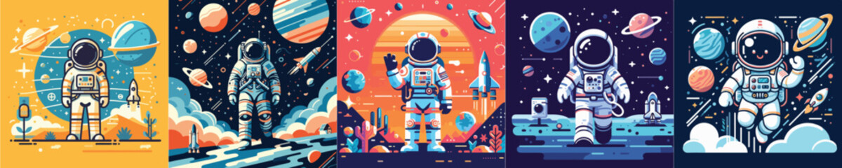 vector image of astronaut in space flat design simple cool and amazing