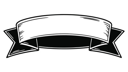 A decorative black and white banner with folded edges and a blank center area for text or design