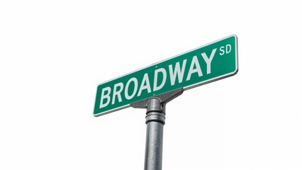 Broadway sign street direction in green and white