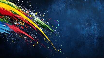 Abstract colorful paint strokes on dark background