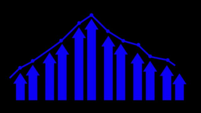 Stylized Growth and Decline Graph Animation, Business Performance Bar Graph in Flat Minimalist Style Animation
