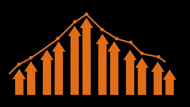 Stylized Growth and Decline Graph Animation, Business Performance Bar Graph in Flat Minimalist Style Animation