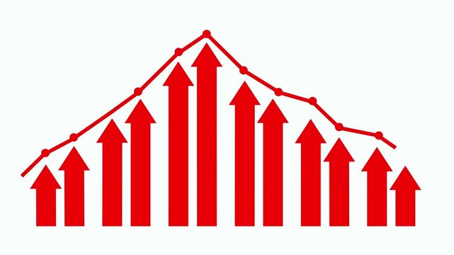 Stylized Growth and Decline Graph Animation, Business Performance Bar Graph in Flat Minimalist Style Animation