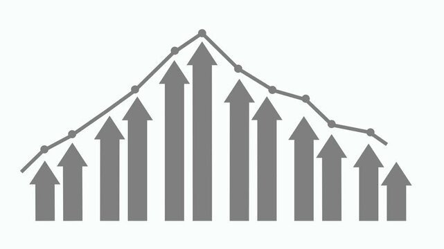 Stylized Growth and Decline Graph Animation, Business Performance Bar Graph in Flat Minimalist Style Animation